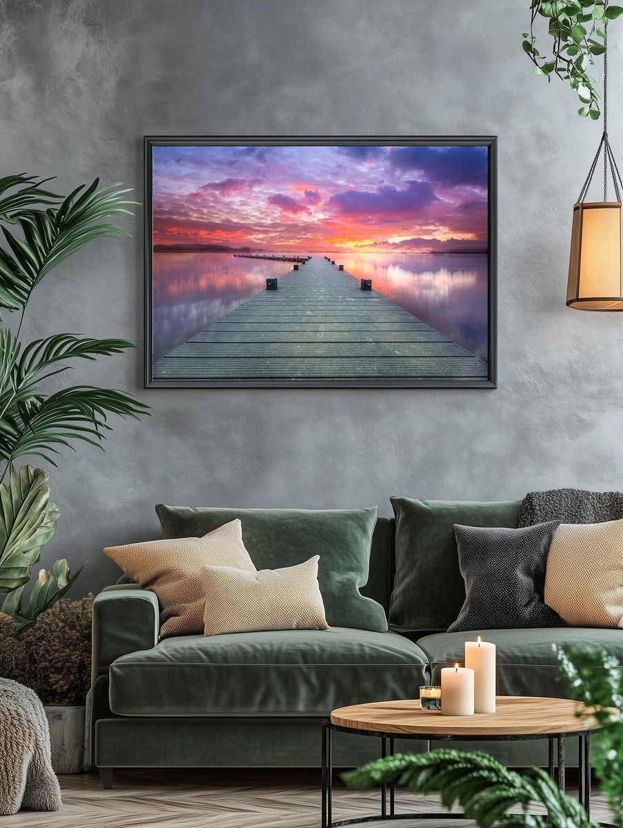 Sunset Pier Reflection — Photography Print. — room view 4