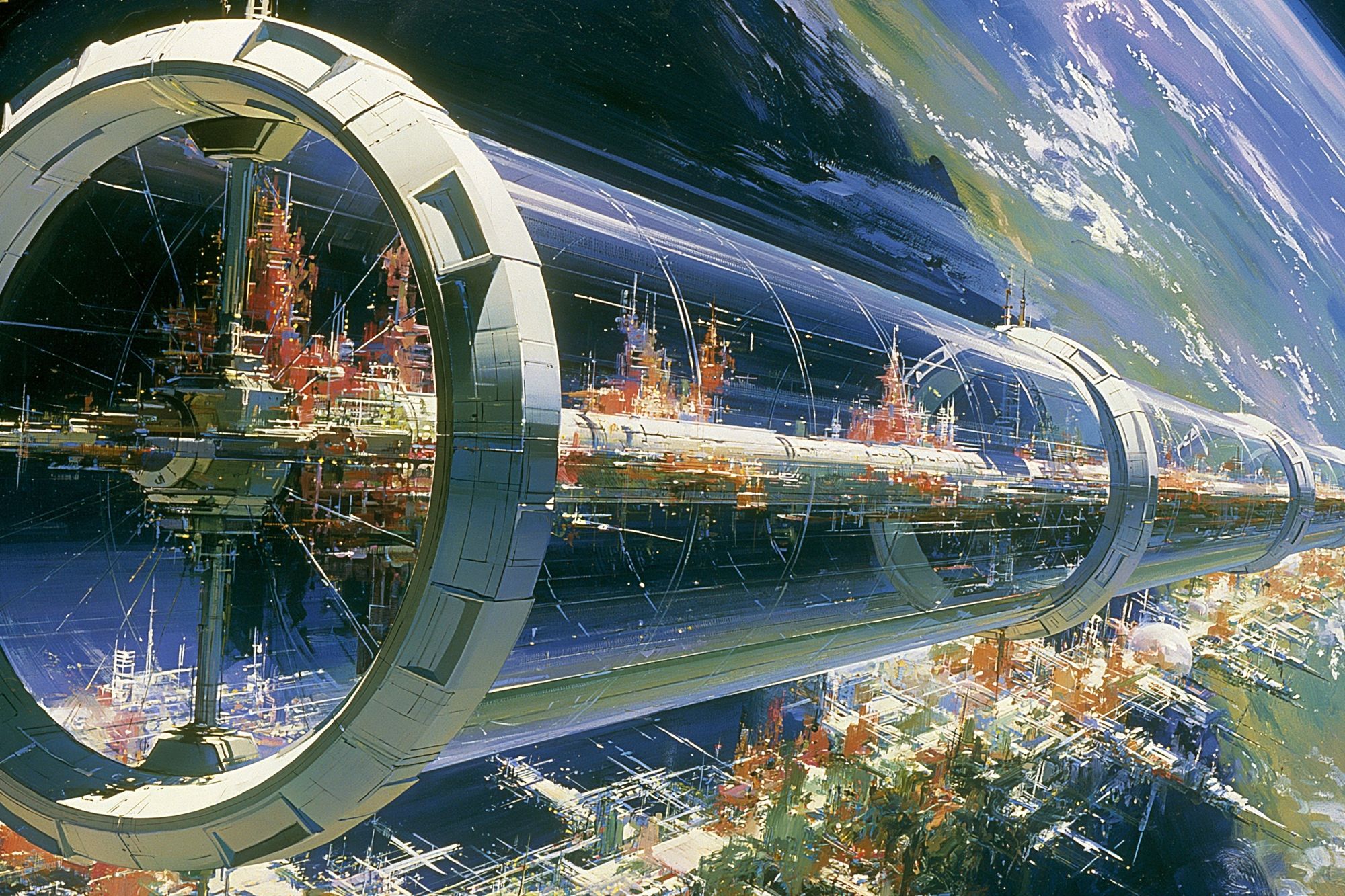 Orbital Space Station Sci-Fi Poster. poster — space art