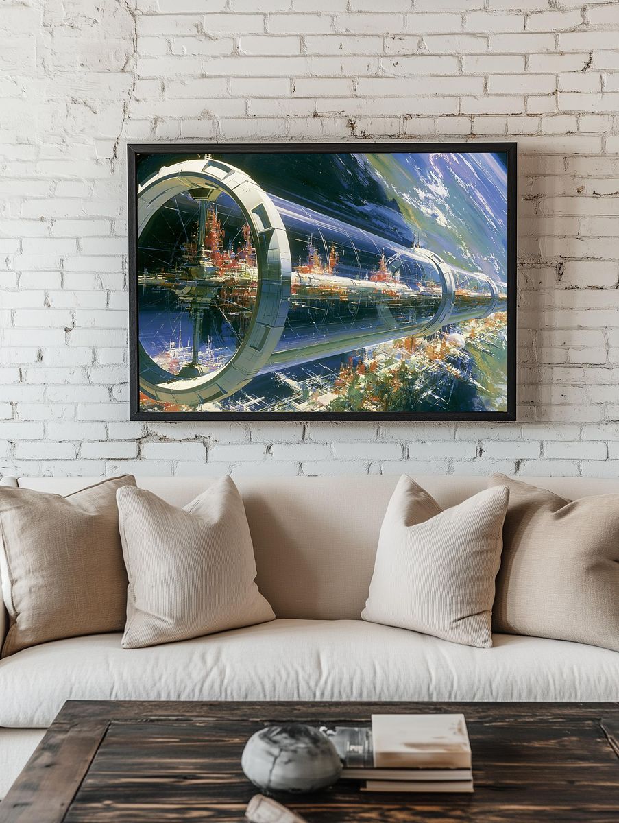 Orbital Space Station Sci-Fi Poster. room preview