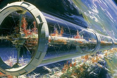 Orbital Space Station Sci-Fi Poster.
