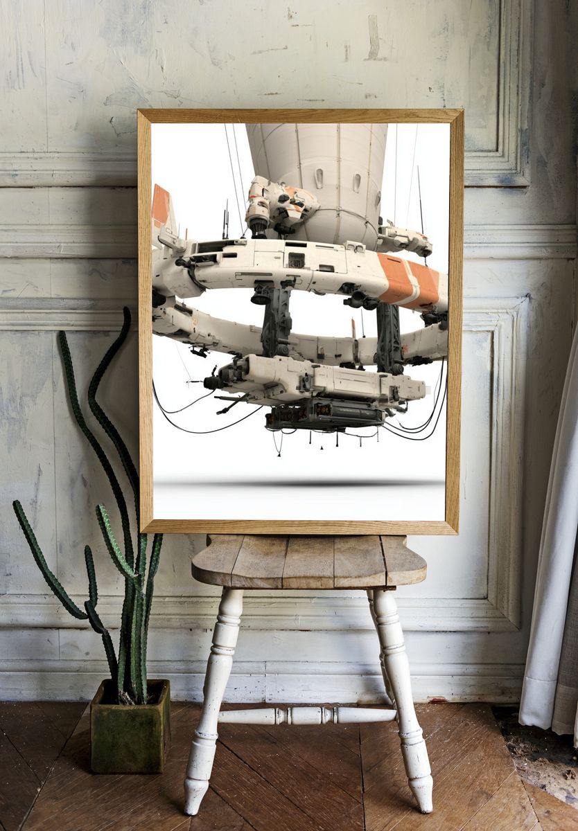 Sci-Fi Orbital Station Illustration Poster. — room view 1