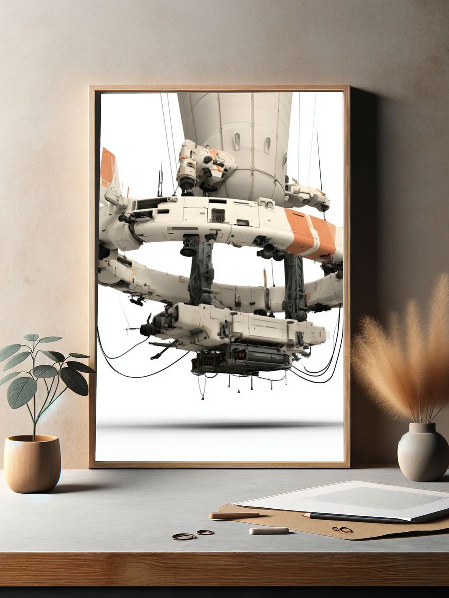 Sci-Fi Orbital Station Illustration Poster. — room view 2