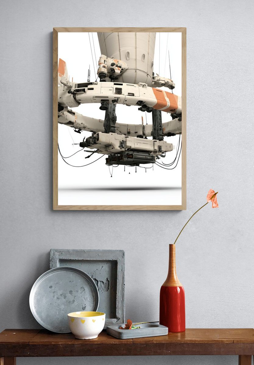 Sci-Fi Orbital Station Illustration Poster. — room view 3