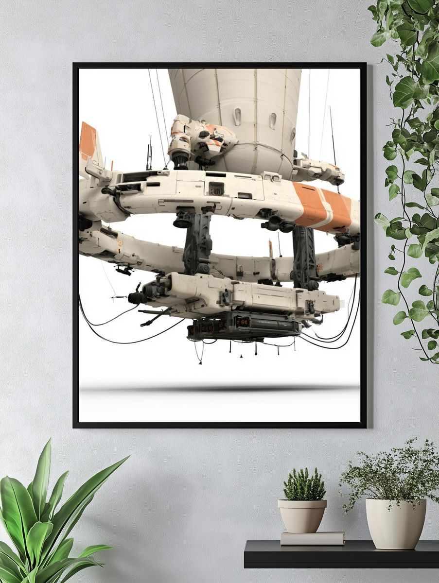 Sci-Fi Orbital Station Illustration Poster. — room view 4