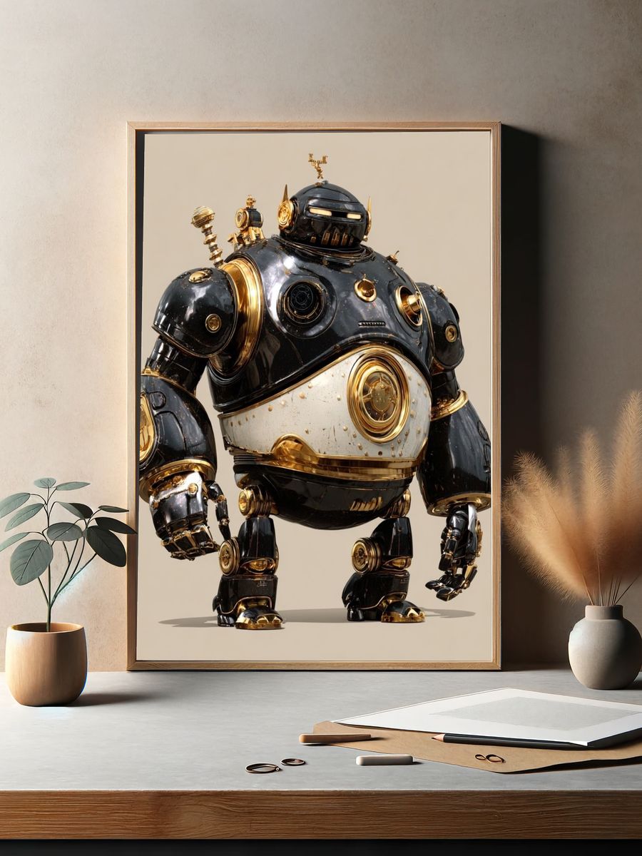 Steampunk Robot — Digital Art Print. — room view 2