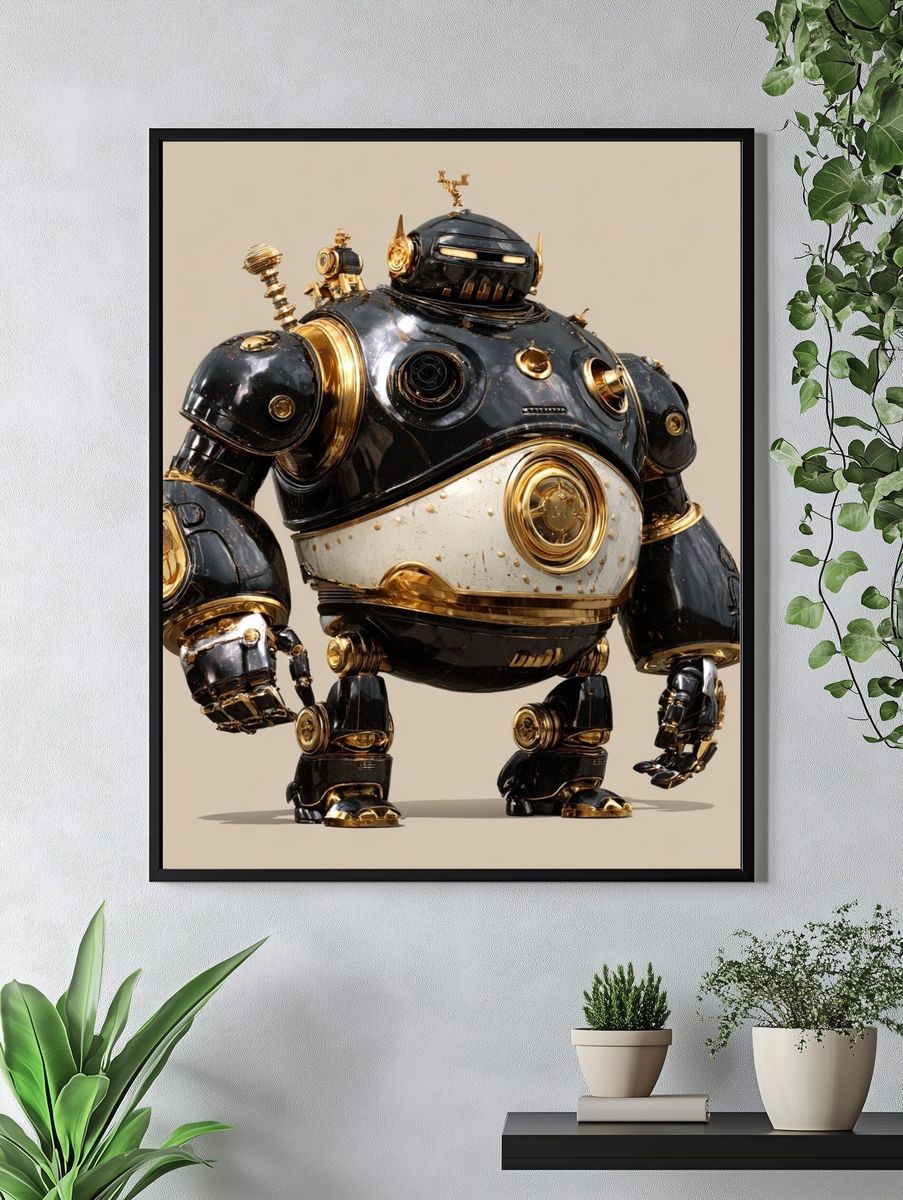 Steampunk Robot — Digital Art Print. — room view 4
