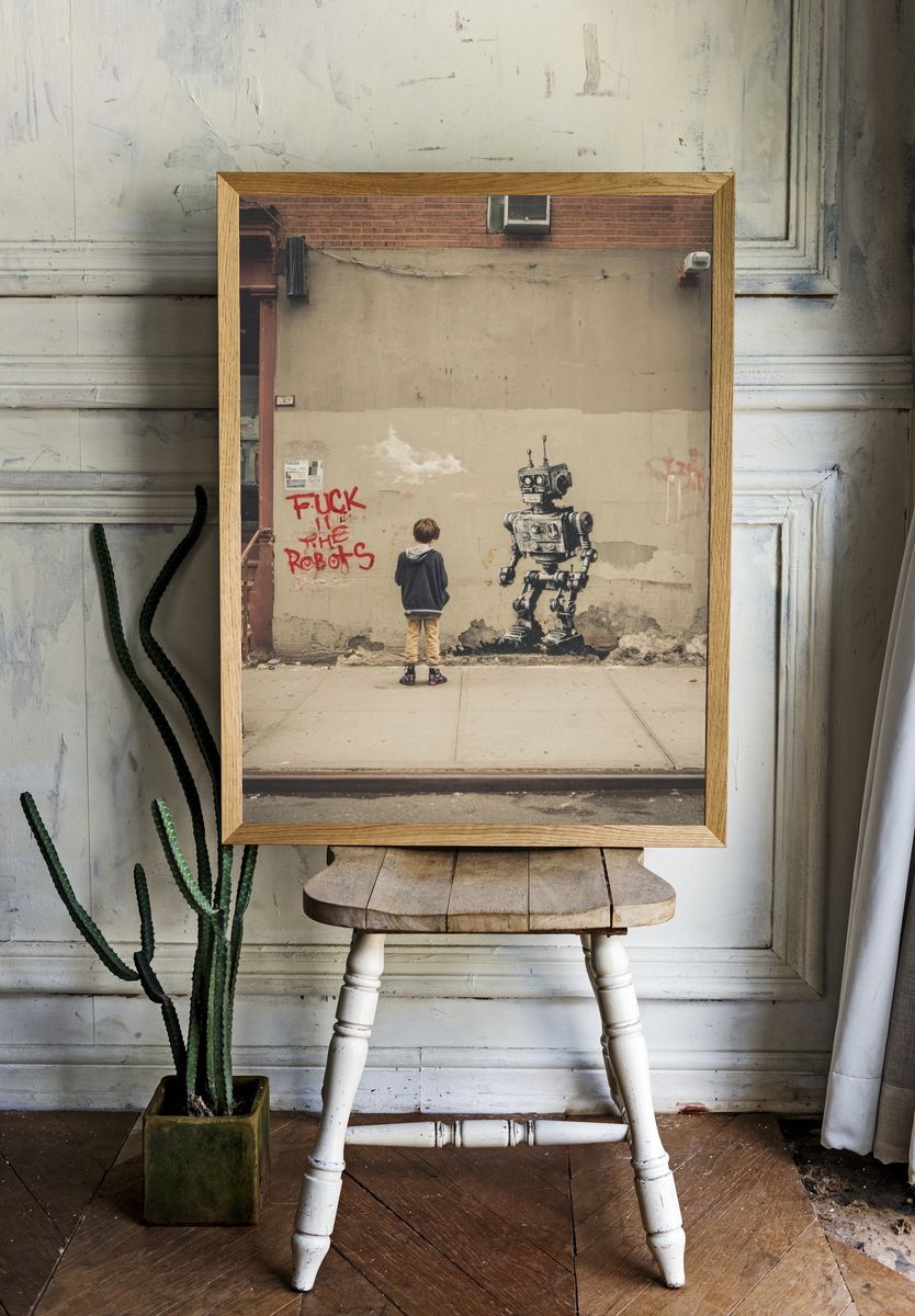 Street Robot Graffiti Poster. — room view 1