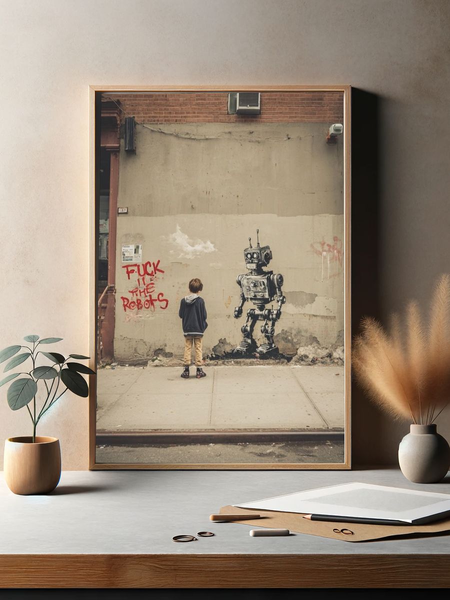 Street Robot Graffiti Poster. — room view 2