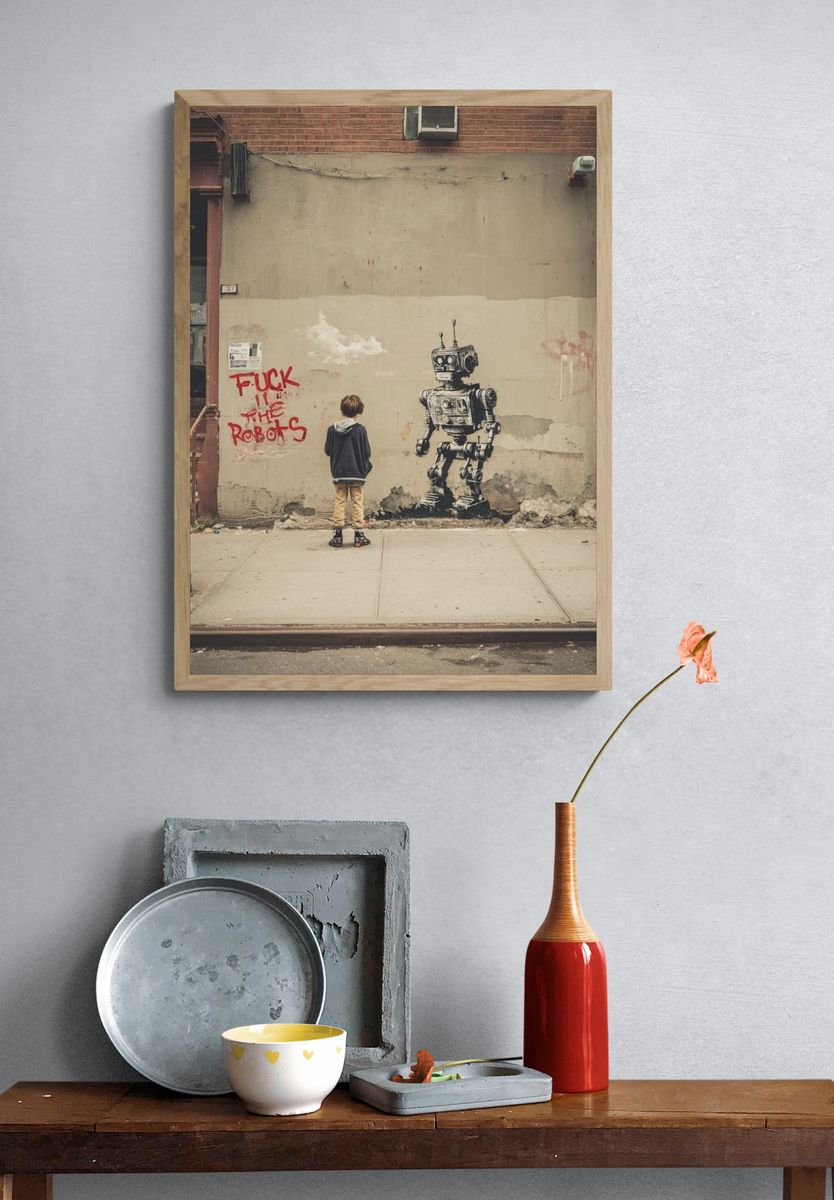 Street Robot Graffiti Poster. — room view 3