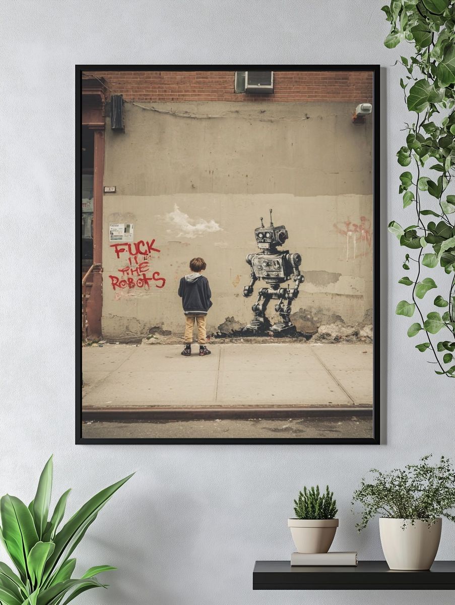 Street Robot Graffiti Poster. — room view 4