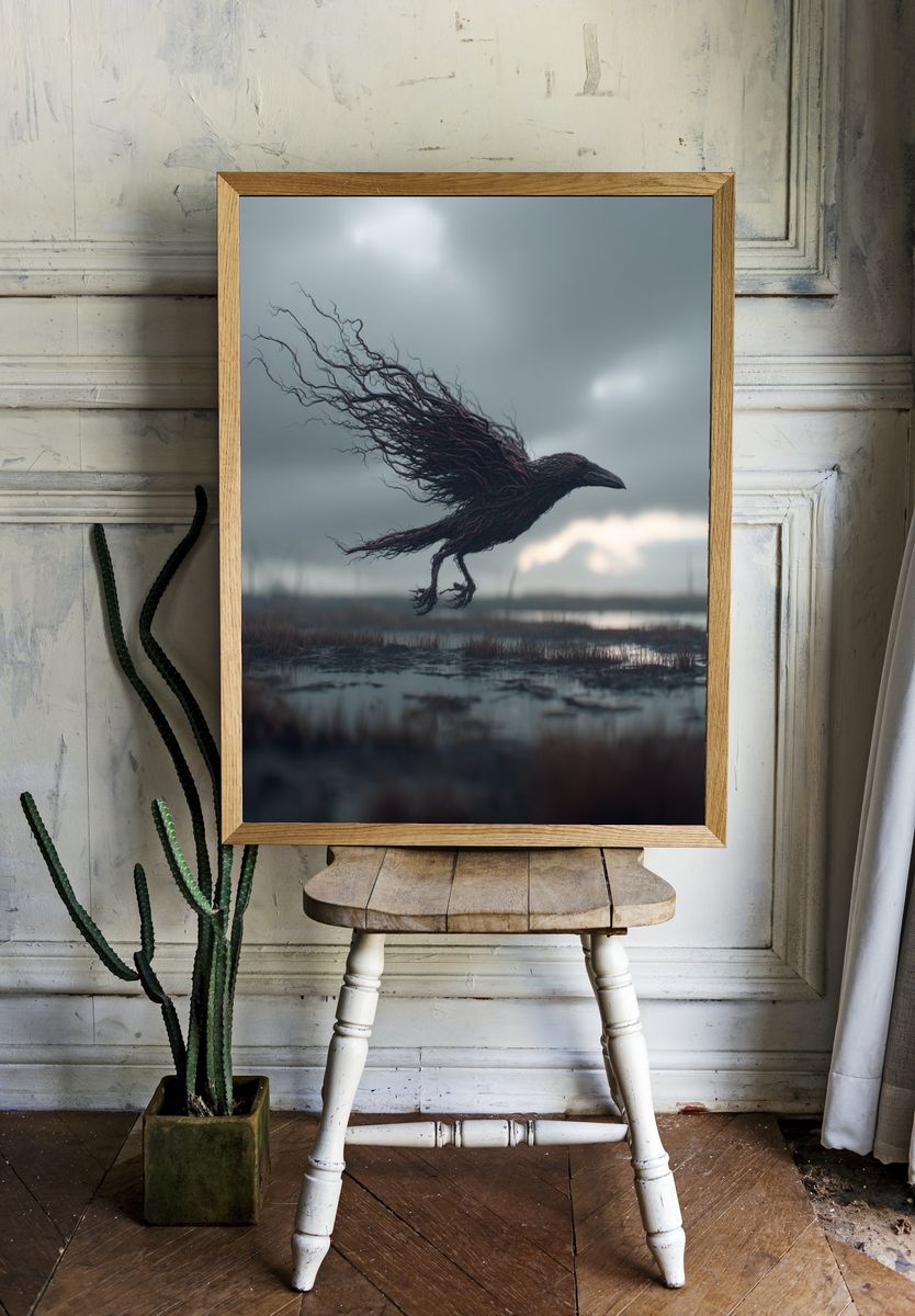 Storm Raven Surrealism Poster. — room view 1