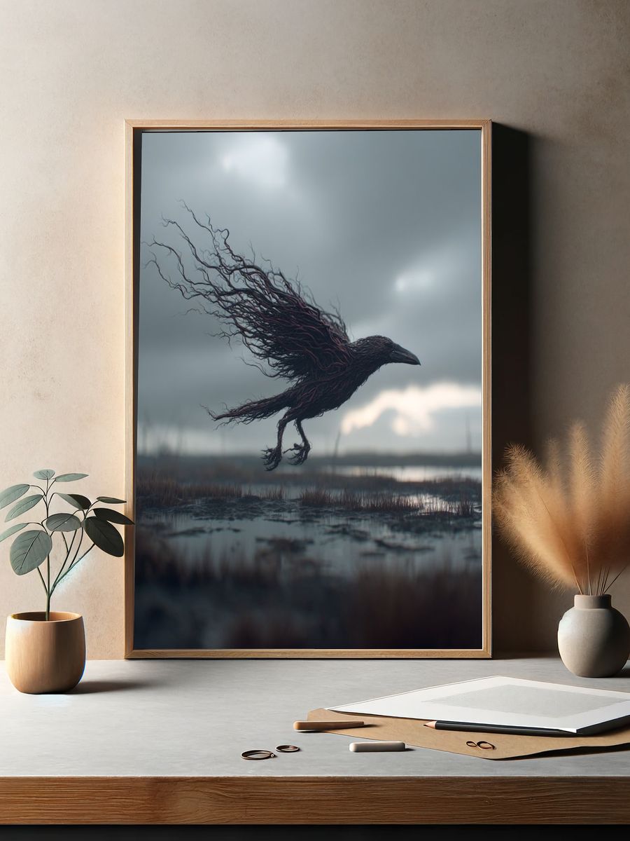 Storm Raven Surrealism Poster. — room view 2