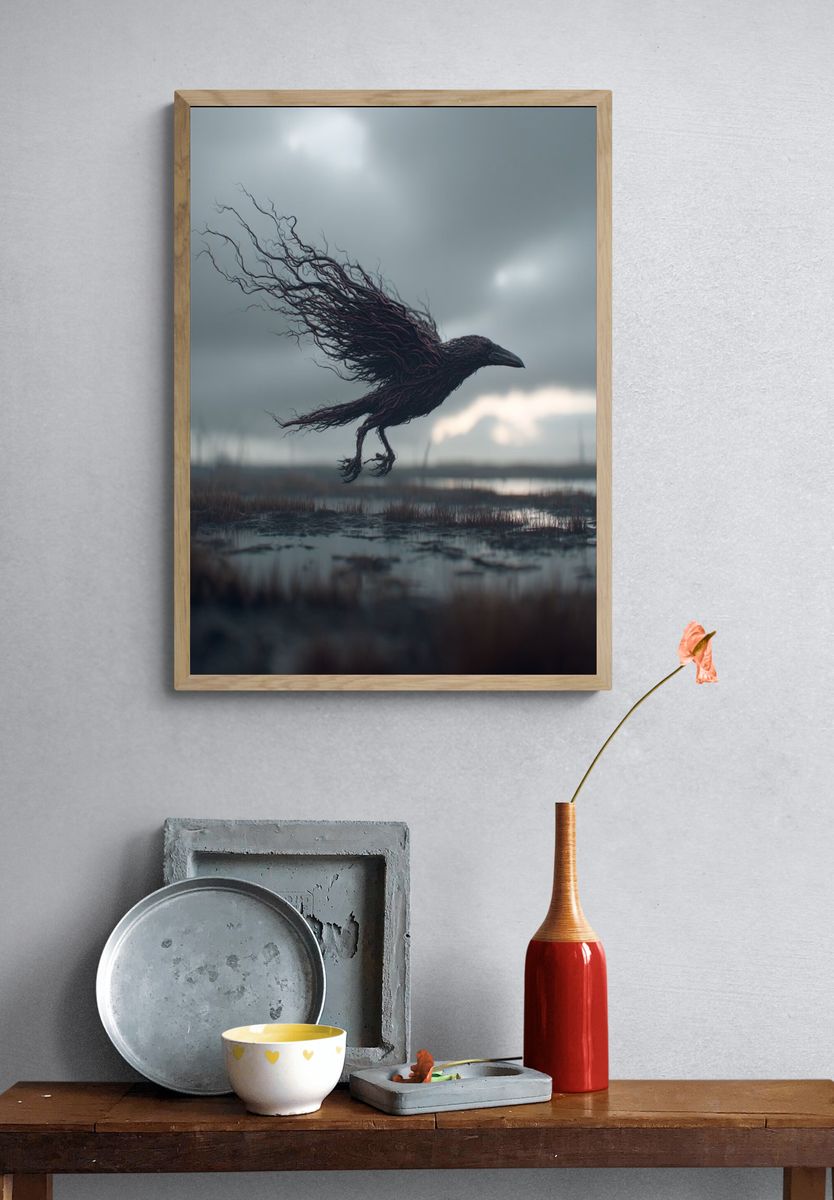 Storm Raven Surrealism Poster. — room view 3