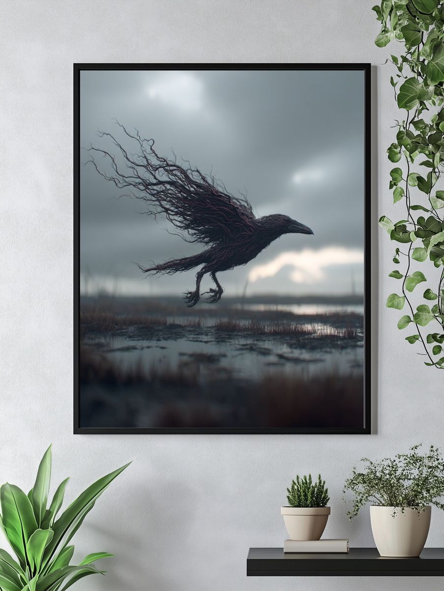 Storm Raven Surrealism Poster. — room view 4