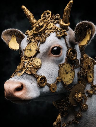 Steampunk Cow Portrait Poster. poster print