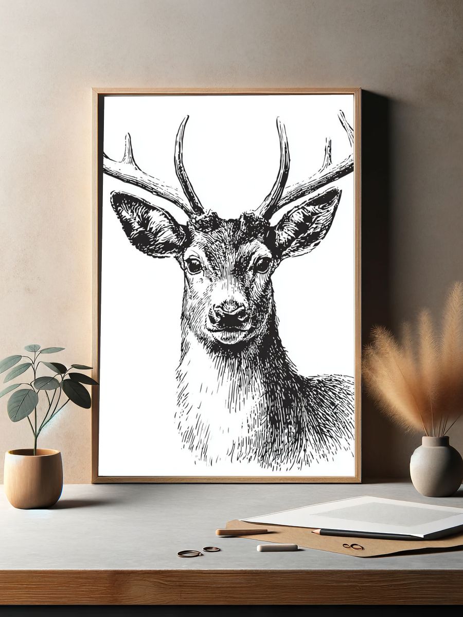 Stag Illustration Poster. — room view 2