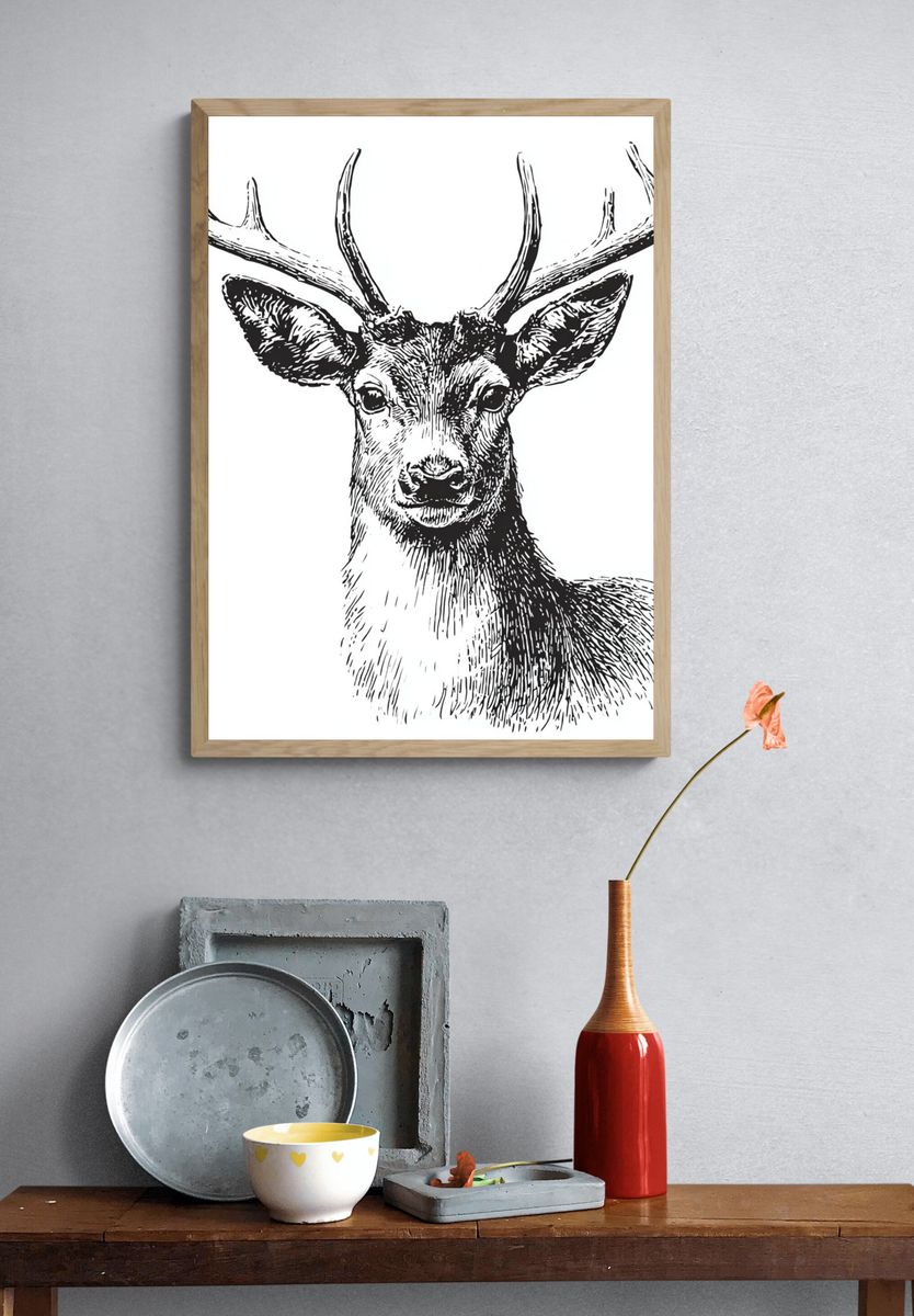 Stag Illustration Poster. — room view 3