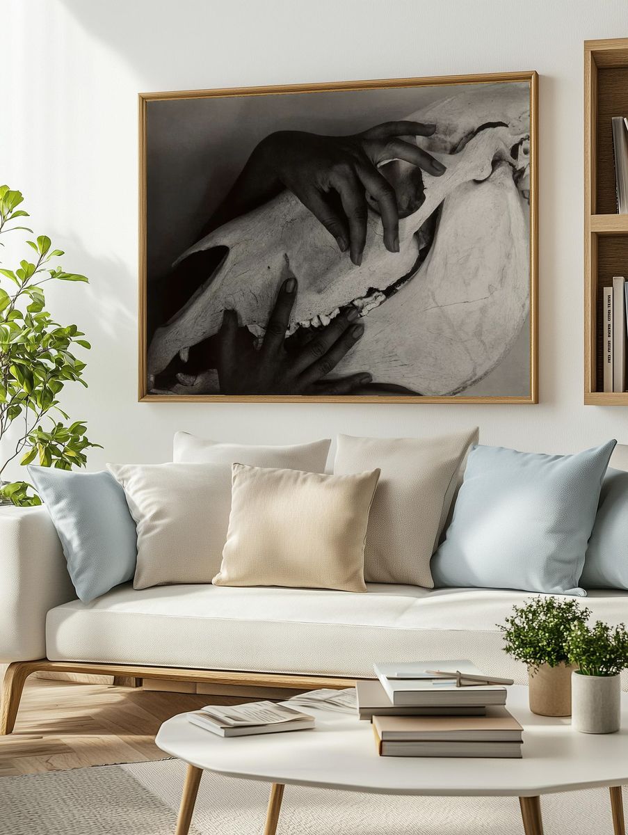 Hands and Horse Skull by Georgia O’Keeffe (1931) — Art Print. — room view 2