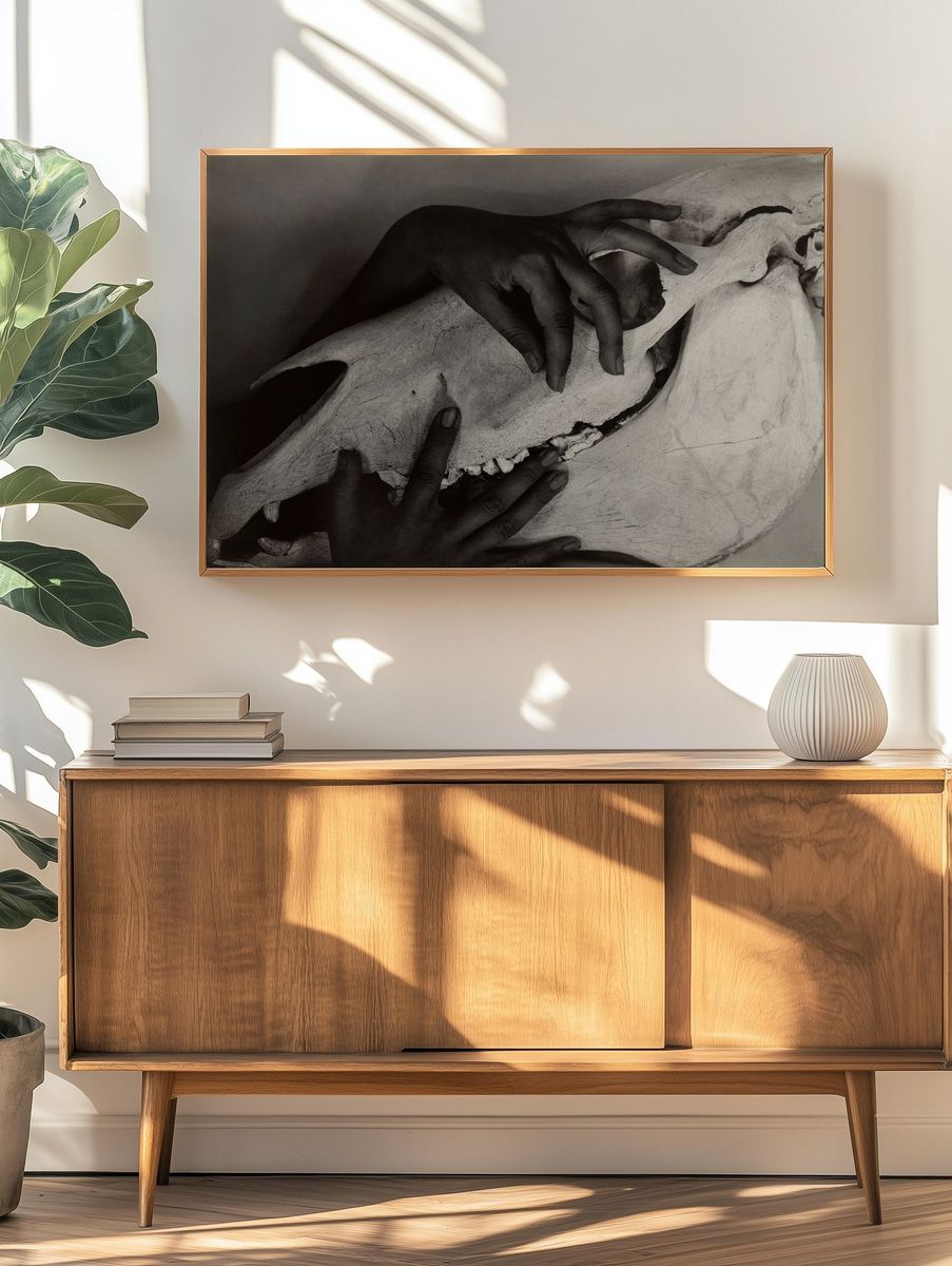 Hands and Horse Skull by Georgia O’Keeffe (1931) — Art Print. — room view 3