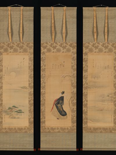 Snow, Moon, and Cherry Blossoms (Yoshiwara in Three Seasons) by…. poster print