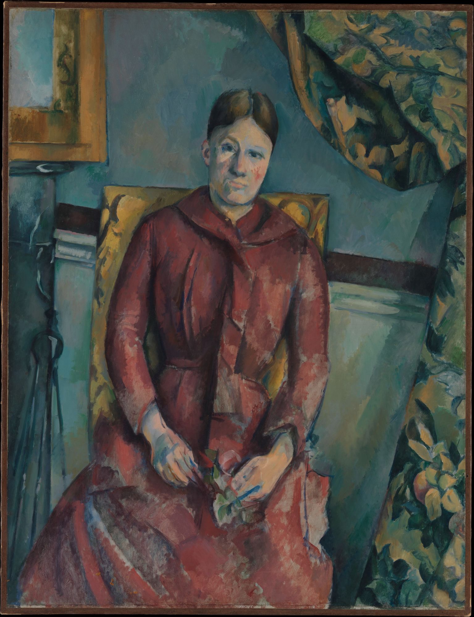 Madame Cézanne (Hortense Fiquet, 1850–1922) in a Red Dress by Paul Cézanne — Art Print. poster detail