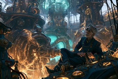 Steampunk Inventor Digital Art Poster. poster print