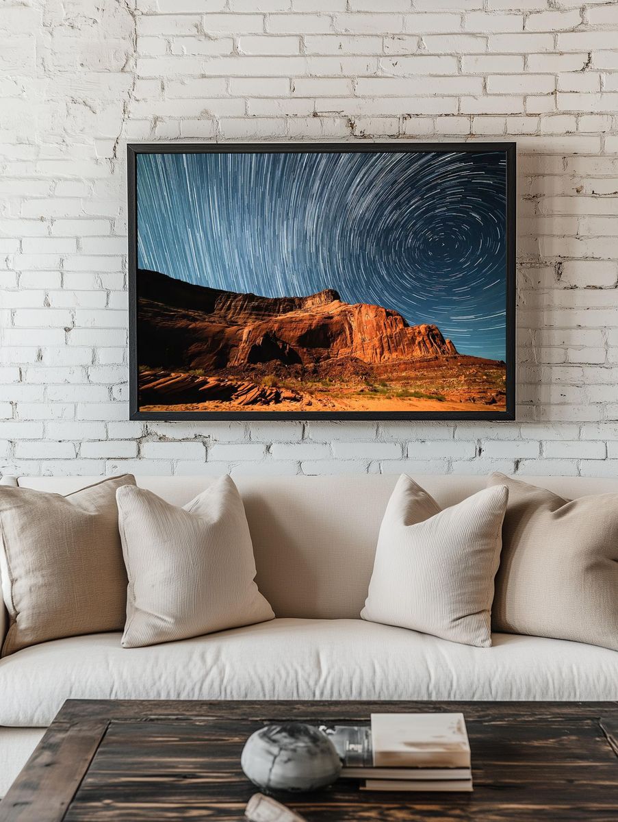 Star Trails Over Monument Valley — Photography Print. — room view 1