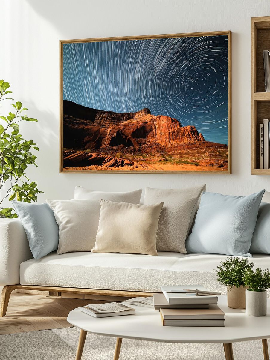 Star Trails Over Monument Valley — Photography Print. — room view 2