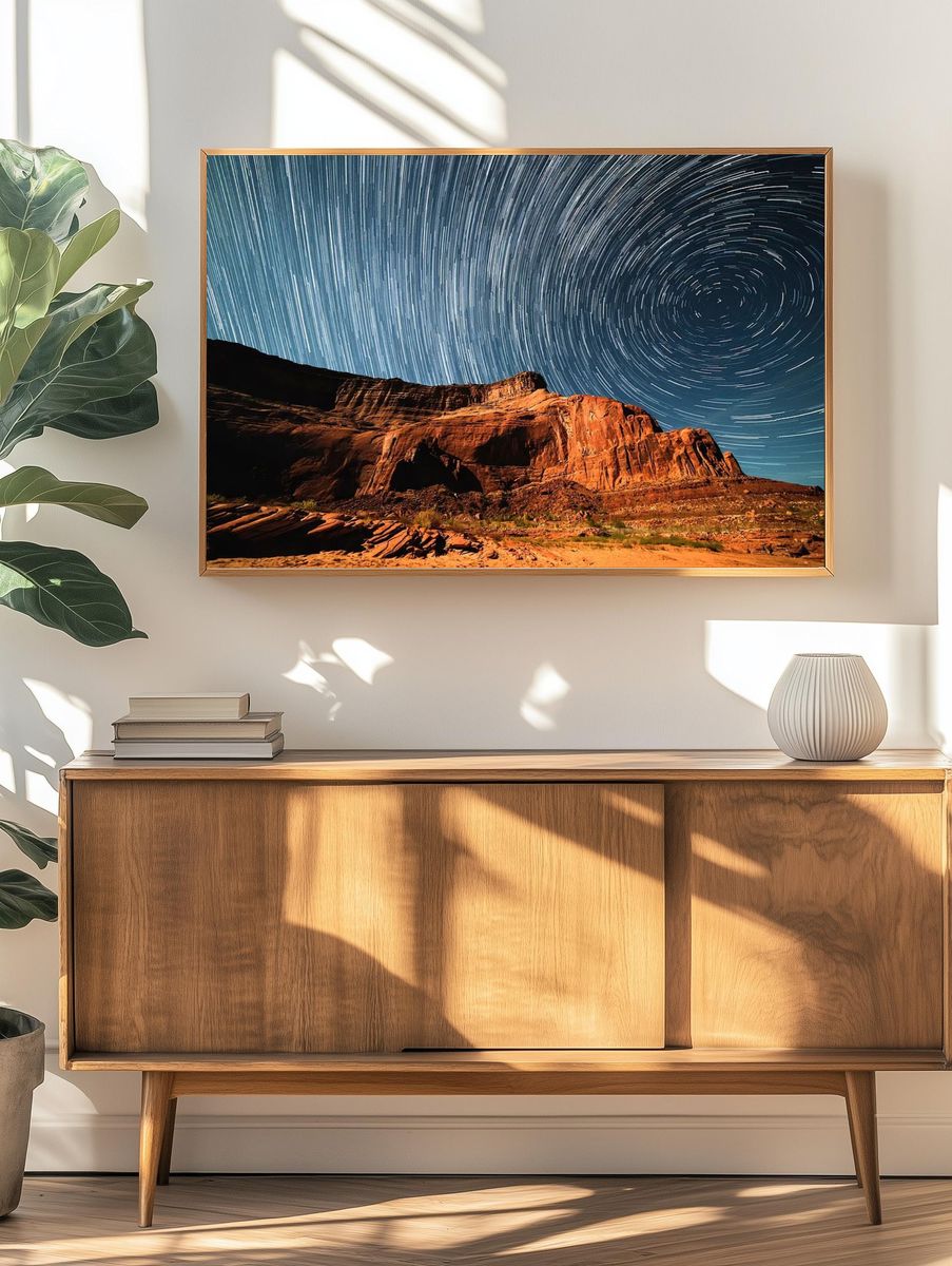 Star Trails Over Monument Valley — Photography Print. — room view 3