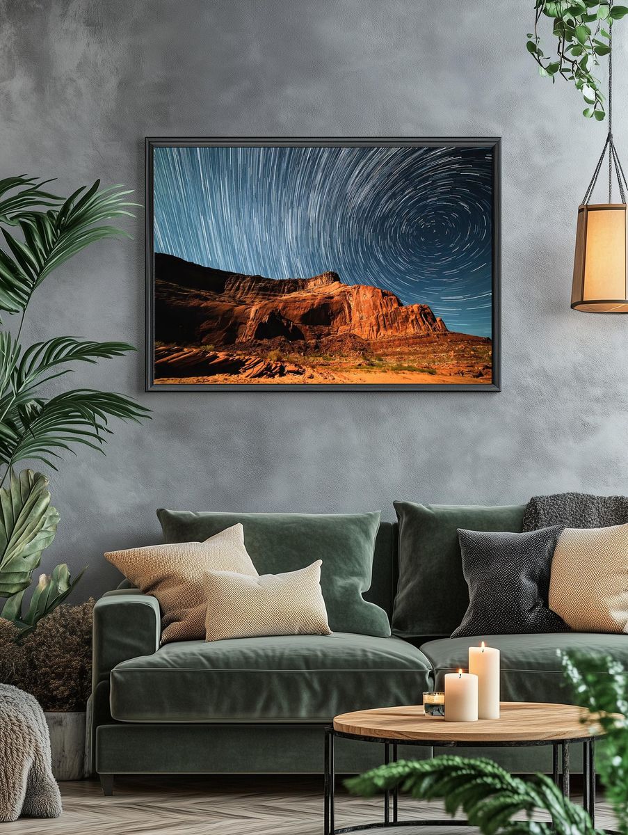 Star Trails Over Monument Valley — Photography Print. — room view 4