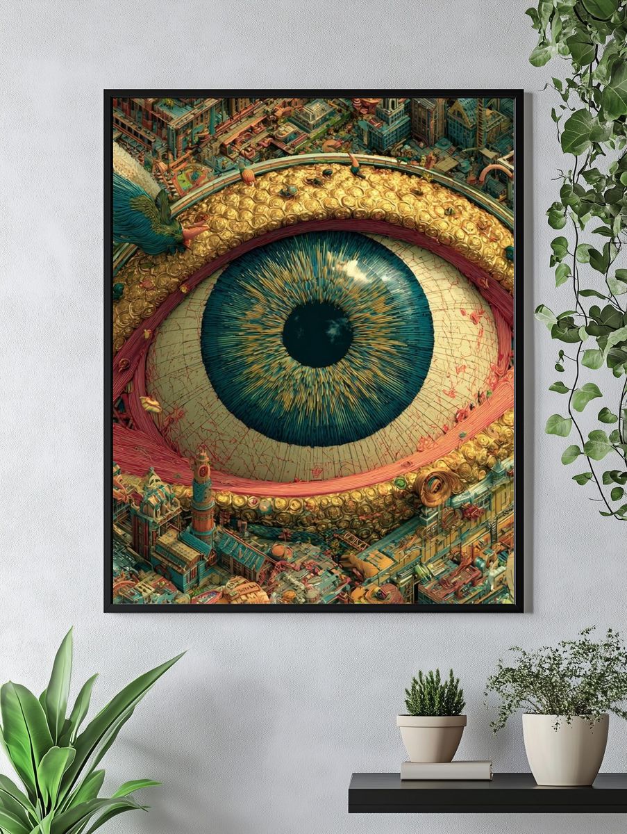 Surreal Eye Cityscape Print. — room view 4
