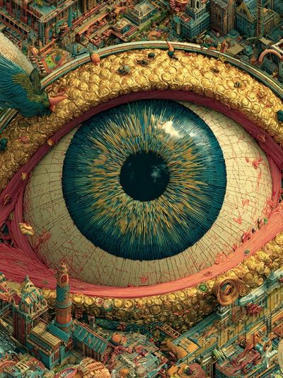 Surreal Eye Cityscape Print. poster print