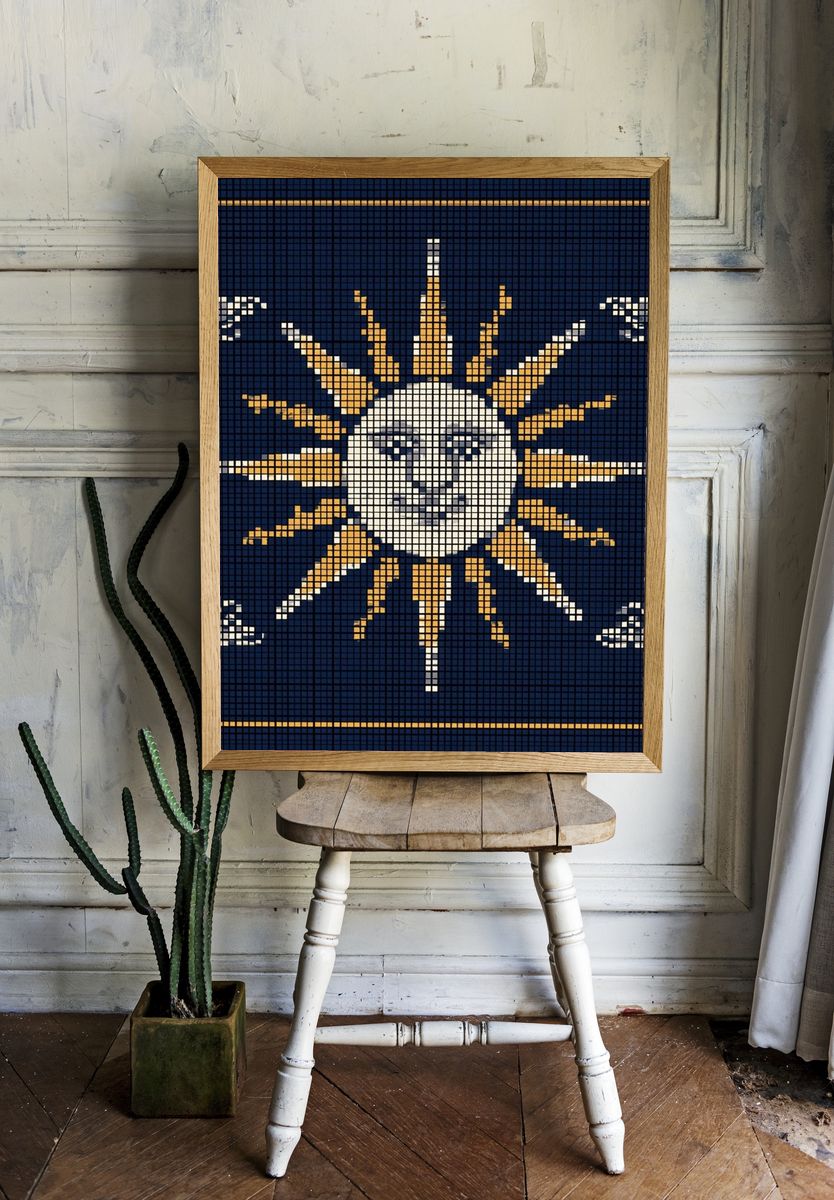 Sun Face Mosaic Poster. — room view 1