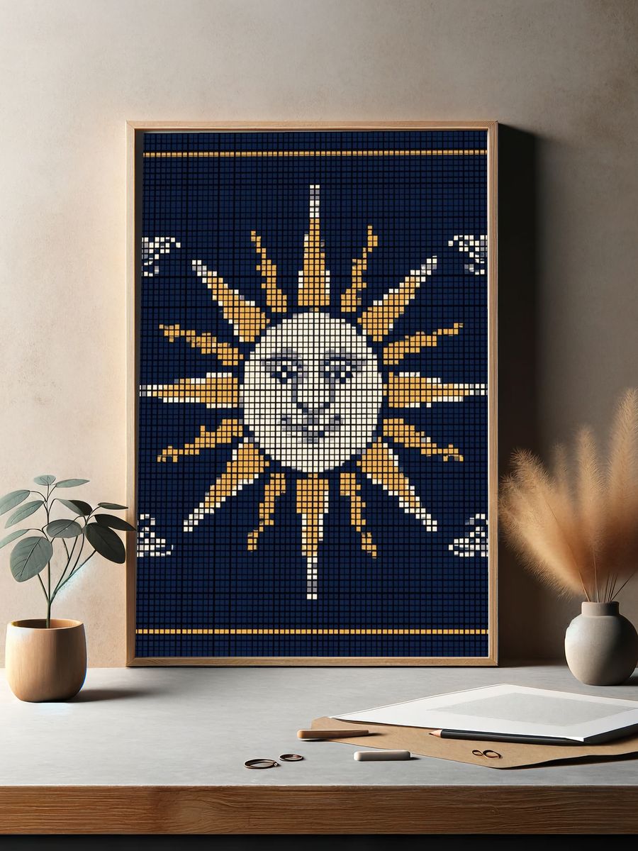 Sun Face Mosaic Poster. — room view 2
