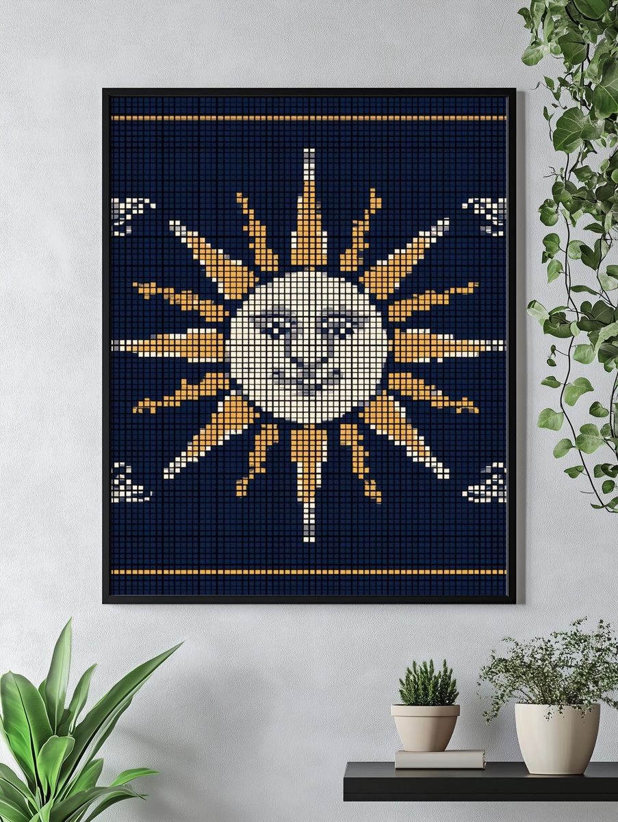 Sun Face Mosaic Poster. — room view 4