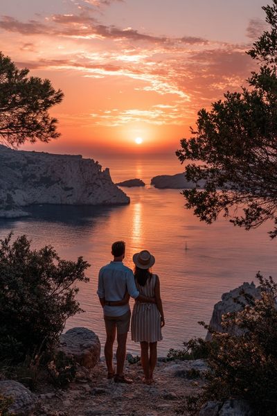 Sunset Cliff Romance Poster. poster print