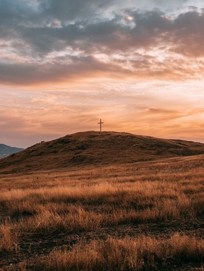 Sunset Cross Hillscape Print. poster