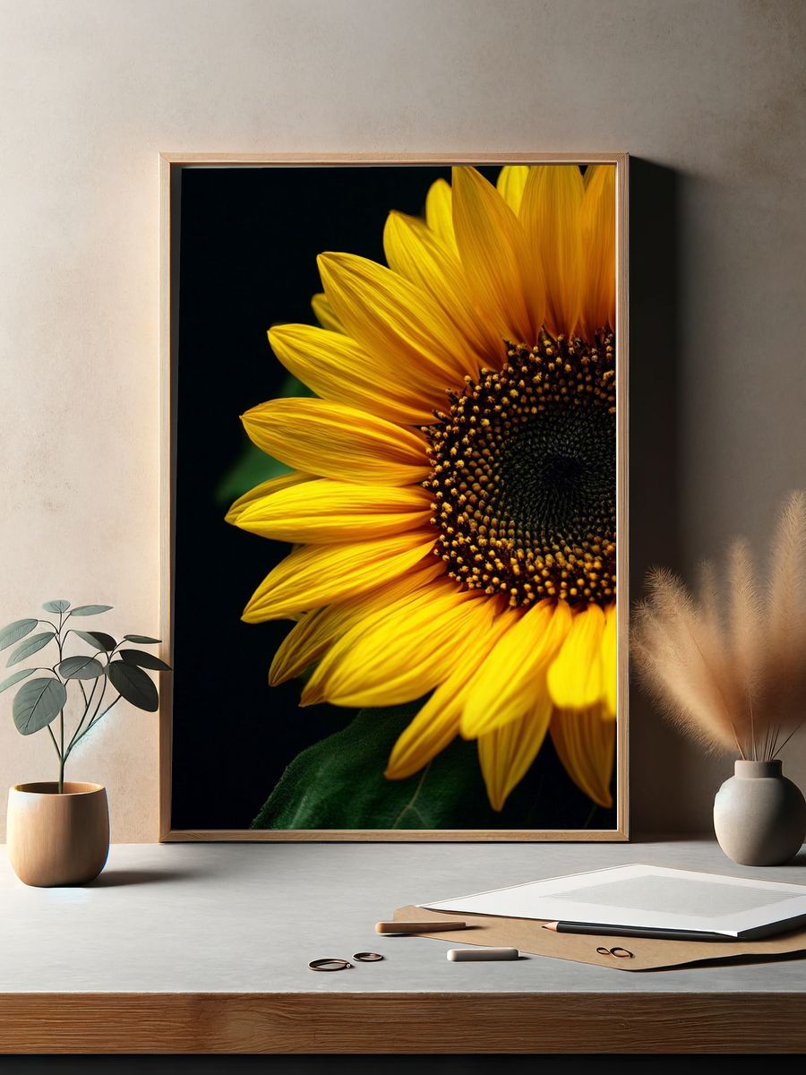 Sunflower Close-Up Poster. — room view 2