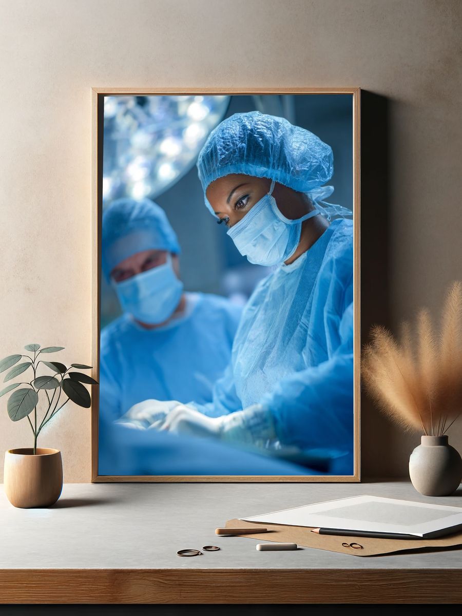 Surgical Team in Blue Photography Poster. — room view 2
