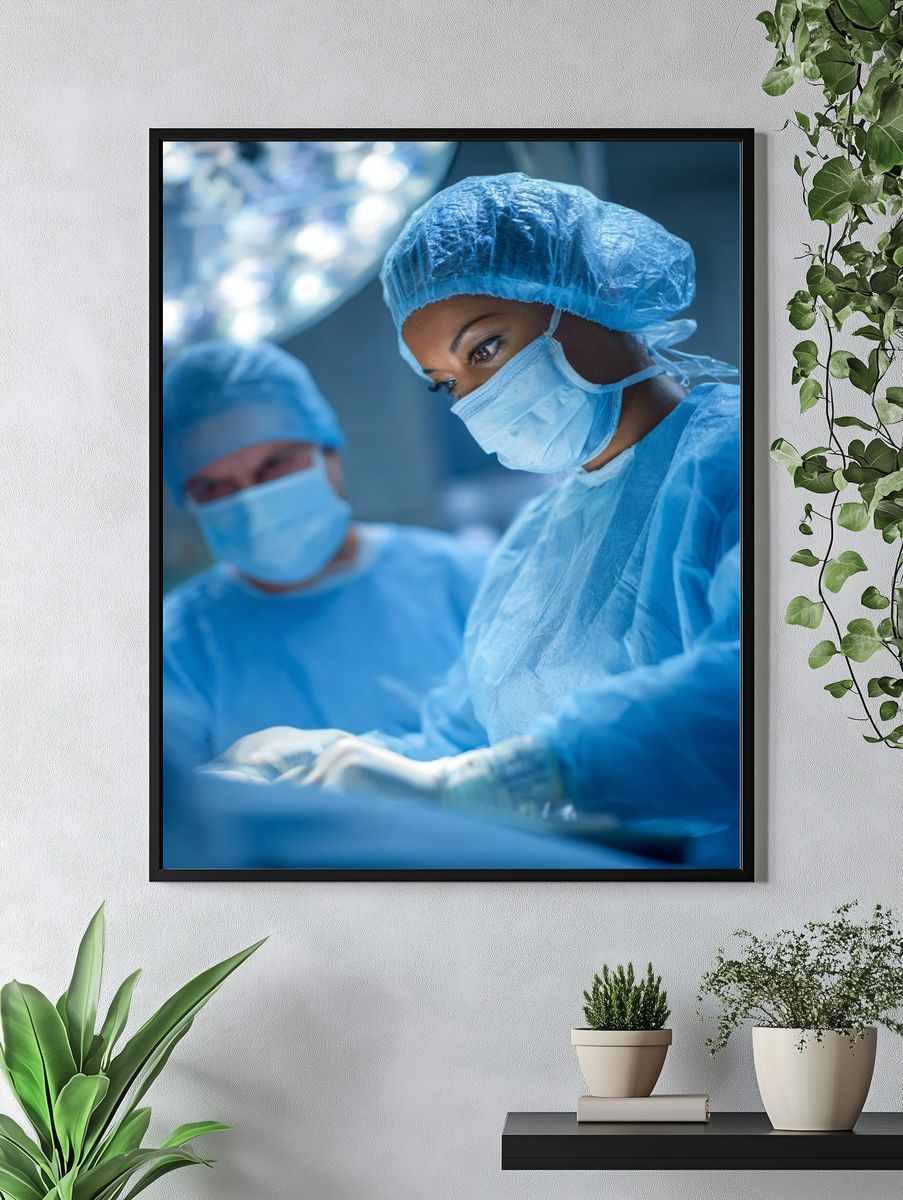 Surgical Team in Blue Photography Poster. — room view 4