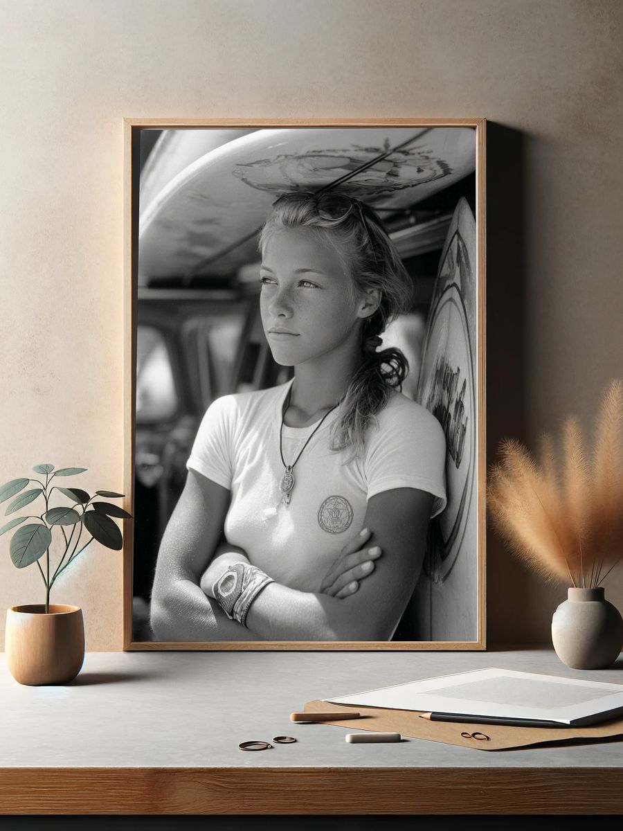 Surfer Girl — Black-White Print. — room view 2