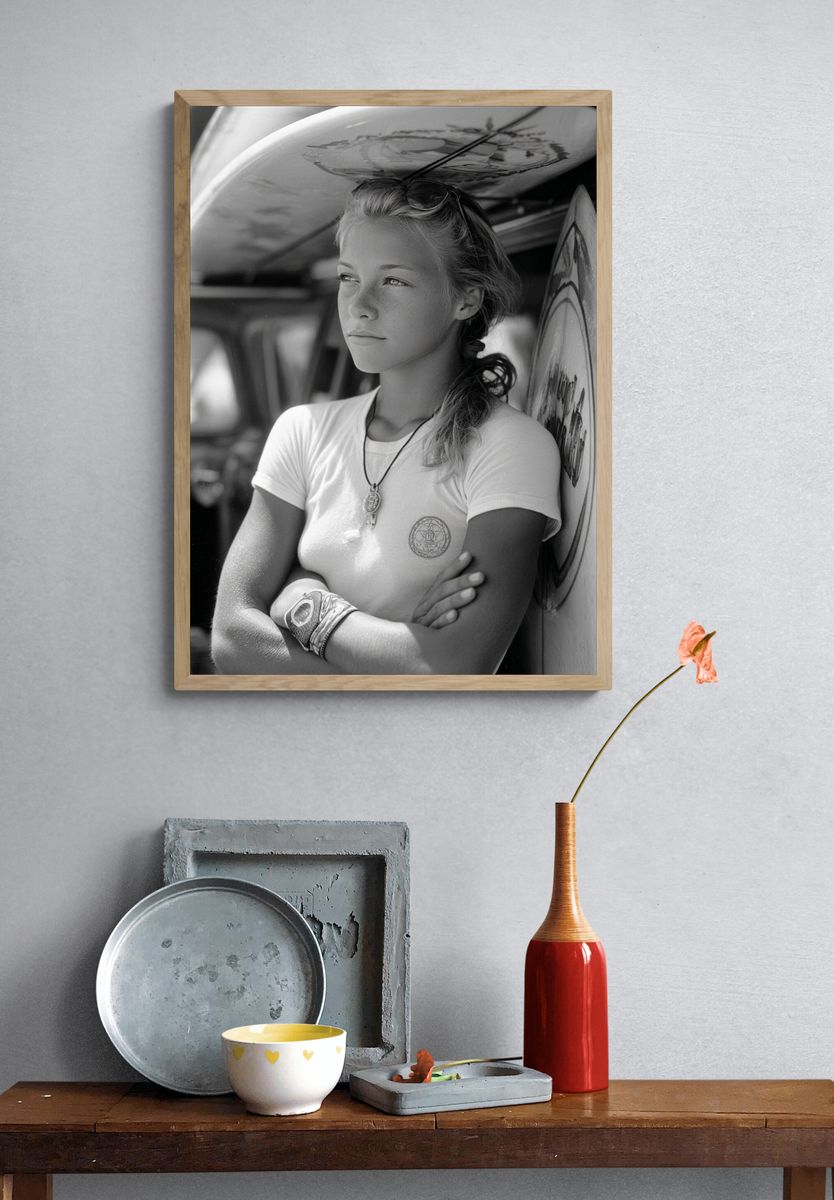 Surfer Girl — Black-White Print. — room view 3