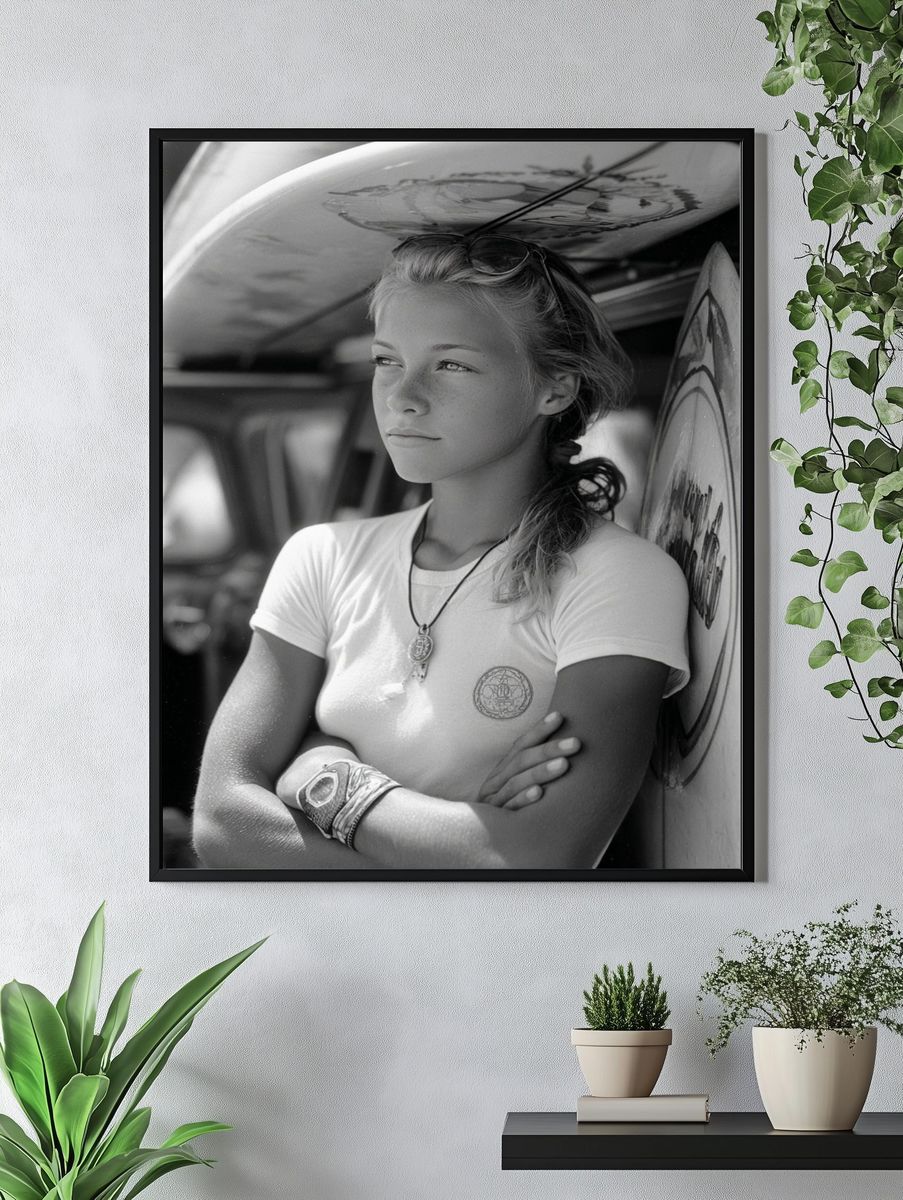 Surfer Girl — Black-White Print. — room view 4