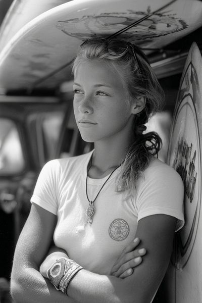 Surfer Girl — Black-White Print. poster