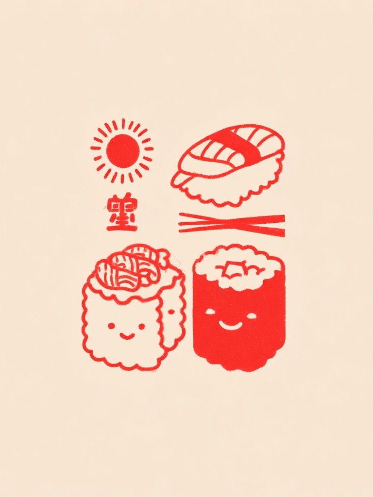 Cute Sushi Illustration Poster. poster — illustration art