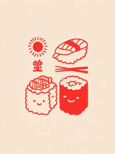 Cute Sushi Illustration Poster. poster