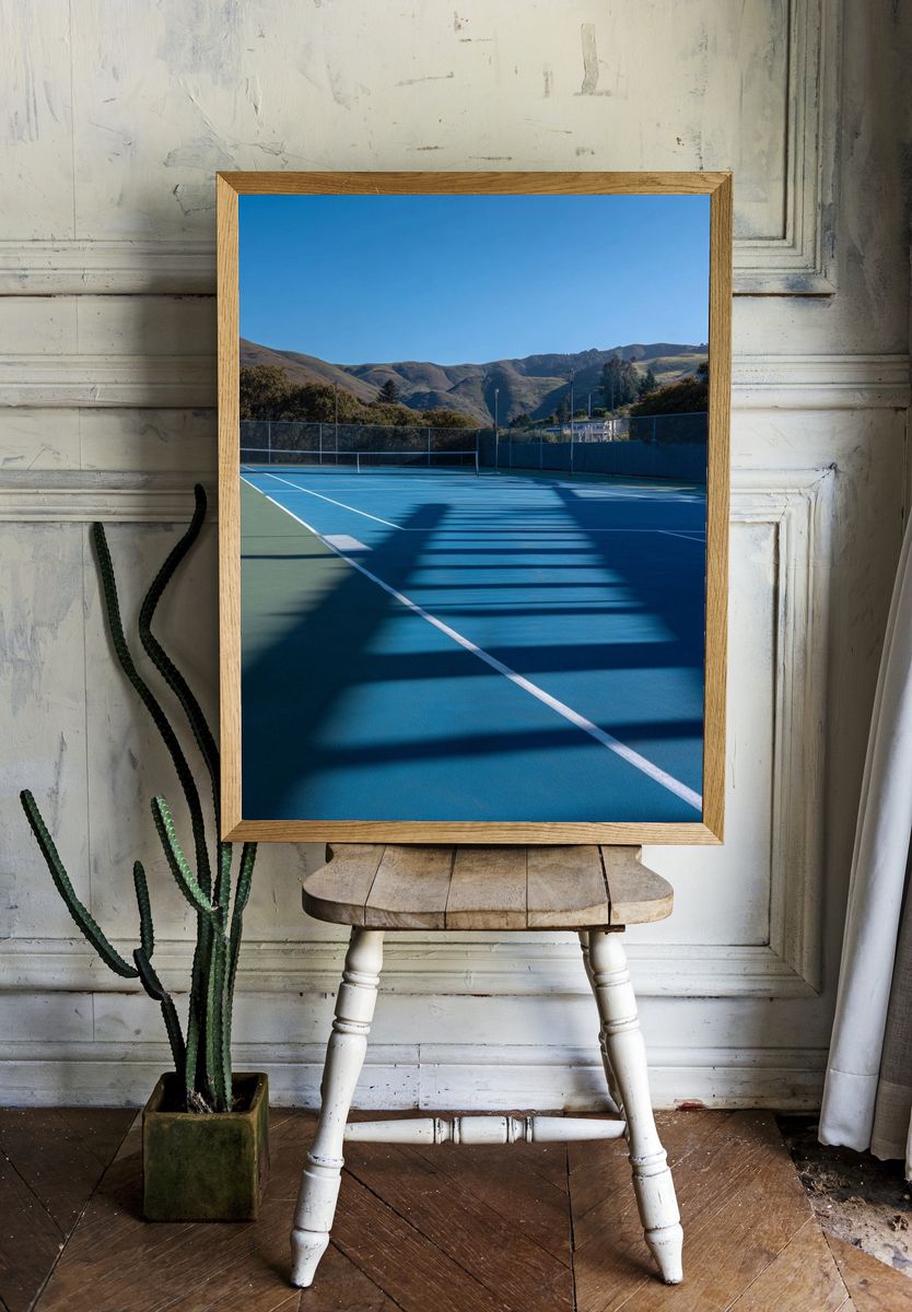 Tennis Court Shadows — Photography Print. — room view 1