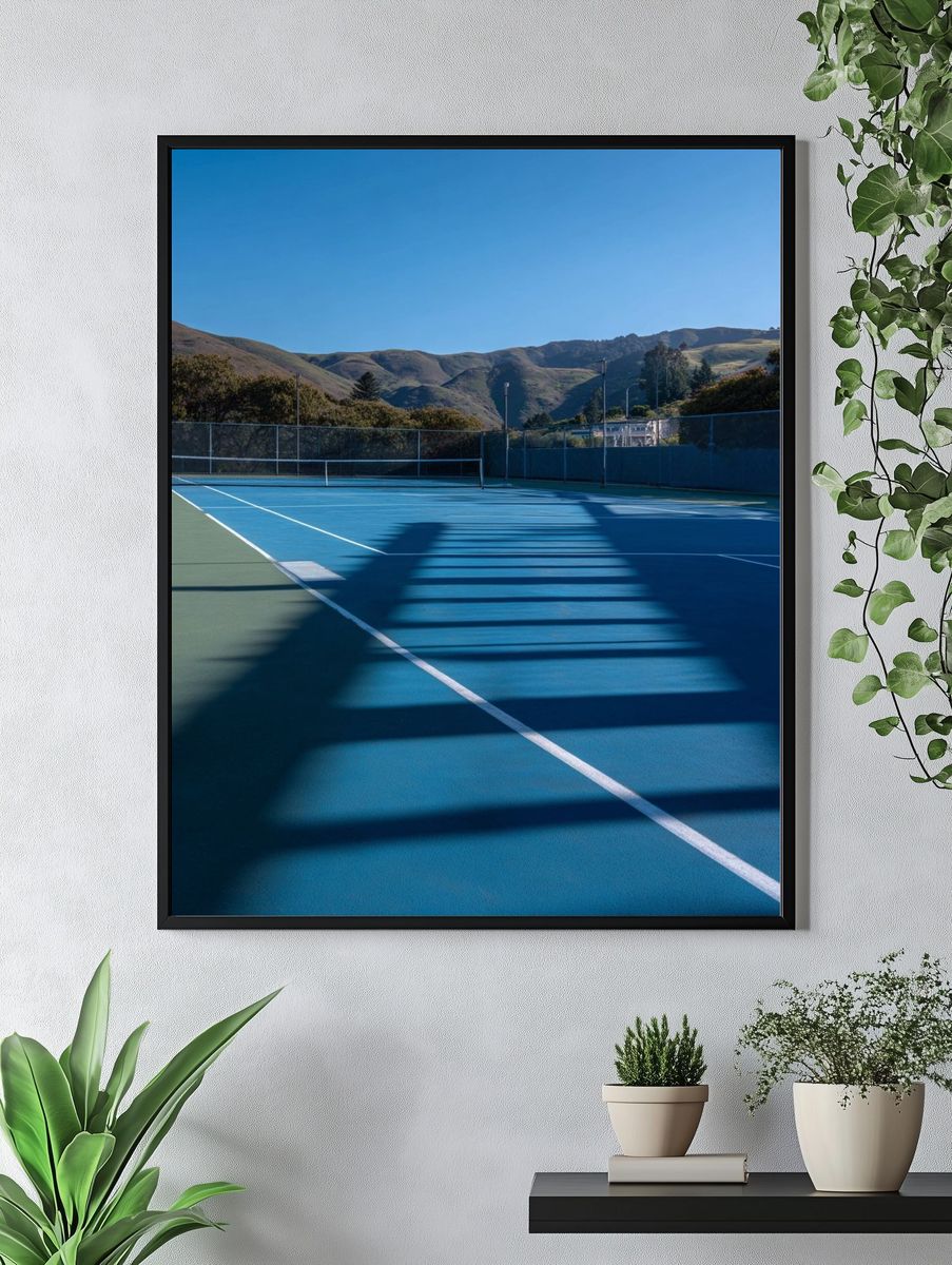 Tennis Court Shadows — Photography Print. — room view 4