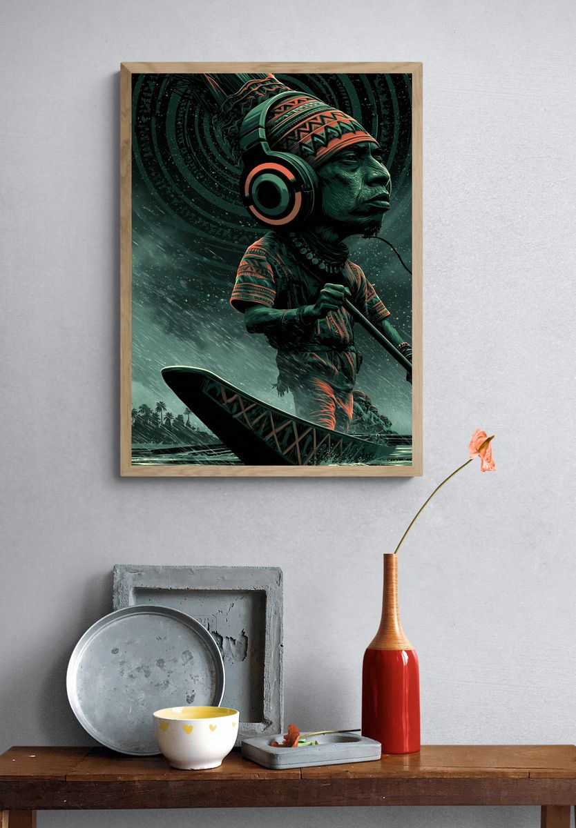 Tropical Drummer Digital Art Poster. — room view 3