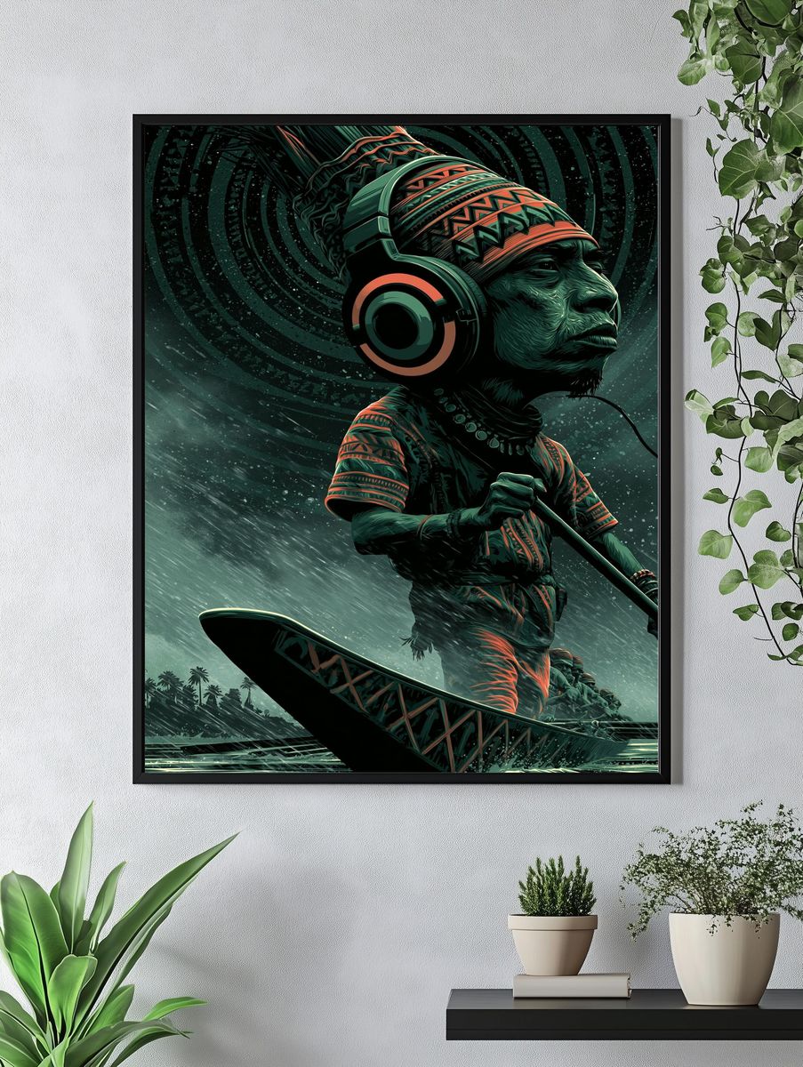 Tropical Drummer Digital Art Poster. — room view 4